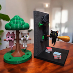 3DJPDesigns - Halloween Booknook + Tree Stand (Axolotl, Cat, Dragon)