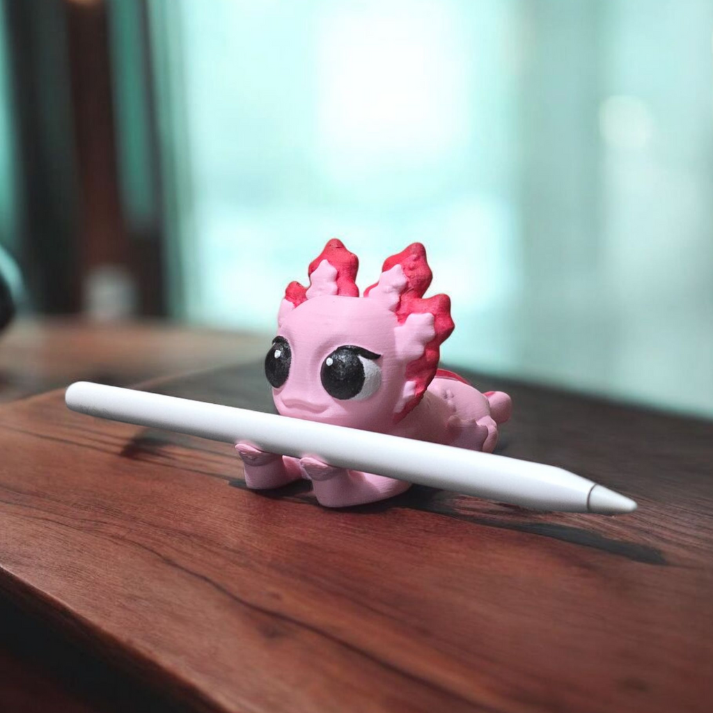 3DJPDesigns - Laying Axolotl Pen Holder