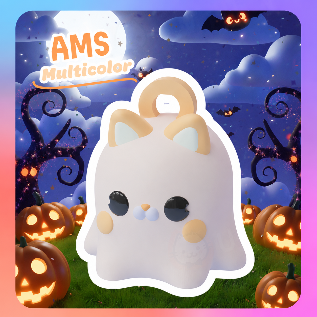 UniQrint - Ghost Cat Keychain