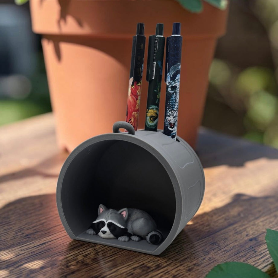 3DJPDesigns - Sleeping Raccoon Pen Holder Buddy