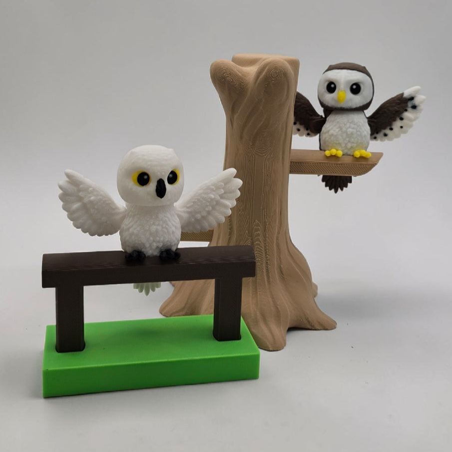 3DJPDesigns - White + Brown Flat Flexi Owls