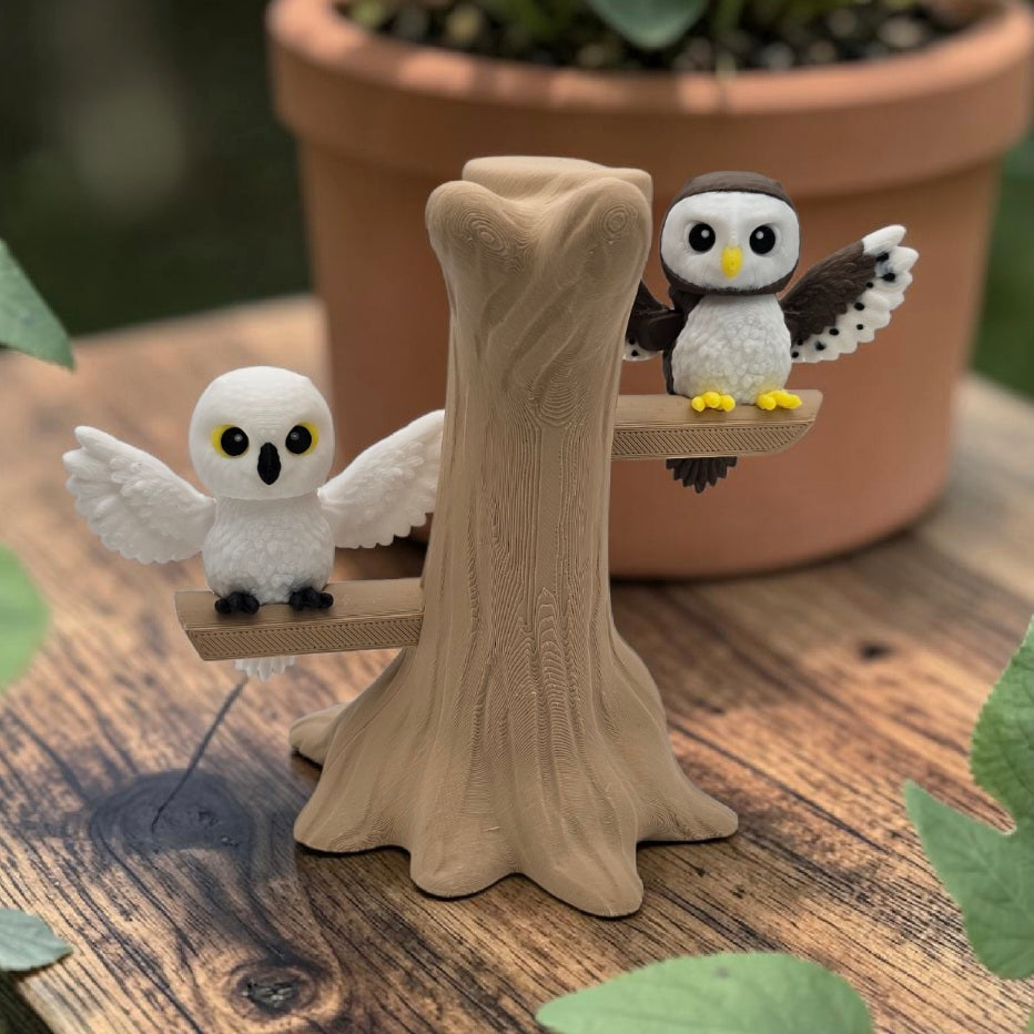 3DJPDesigns - White + Brown Flat Flexi Owls