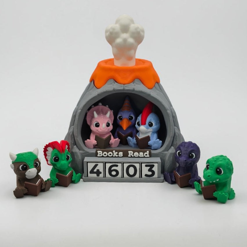 3DJPDesigns - Book Reading Dinos + Book Tracker