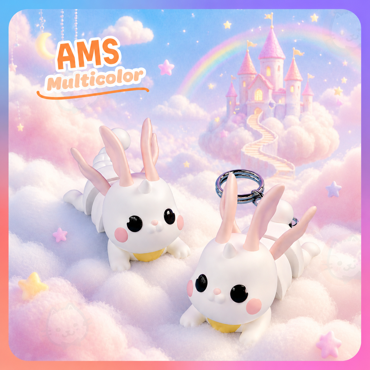 UniQrint - Flexi Bunny Dragon Keychain